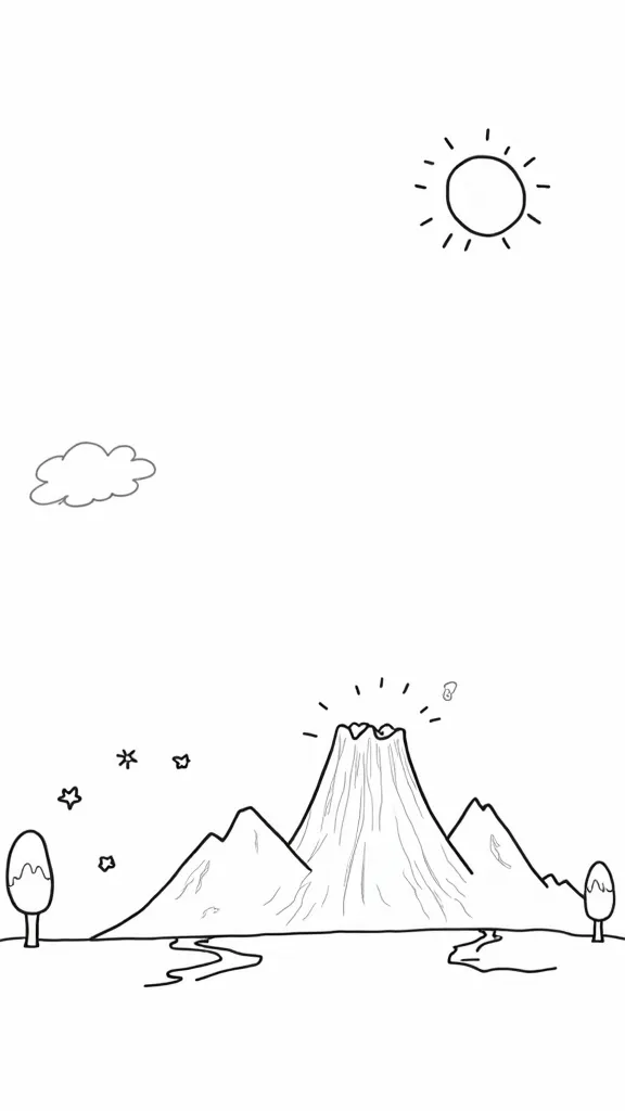 coloriage de volcan imprimable